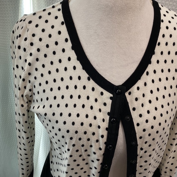 WHBM black and white polka dot cardigan - Picture 4 of 12